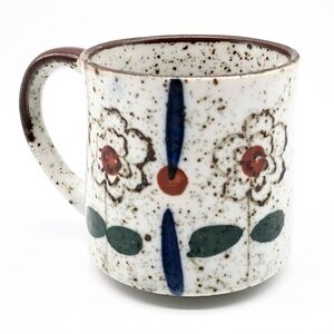 Beautiful 60s 70’s Speckled Floral Otigari Styled  Mug 3.6” Vintage